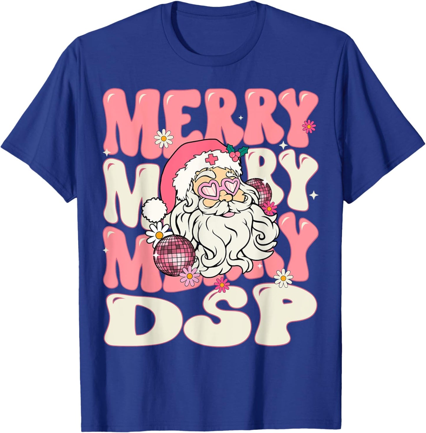 Merry DSP Christmas Retro Pink Direct Support Professional T-Shirt - T-Shirt | Royal