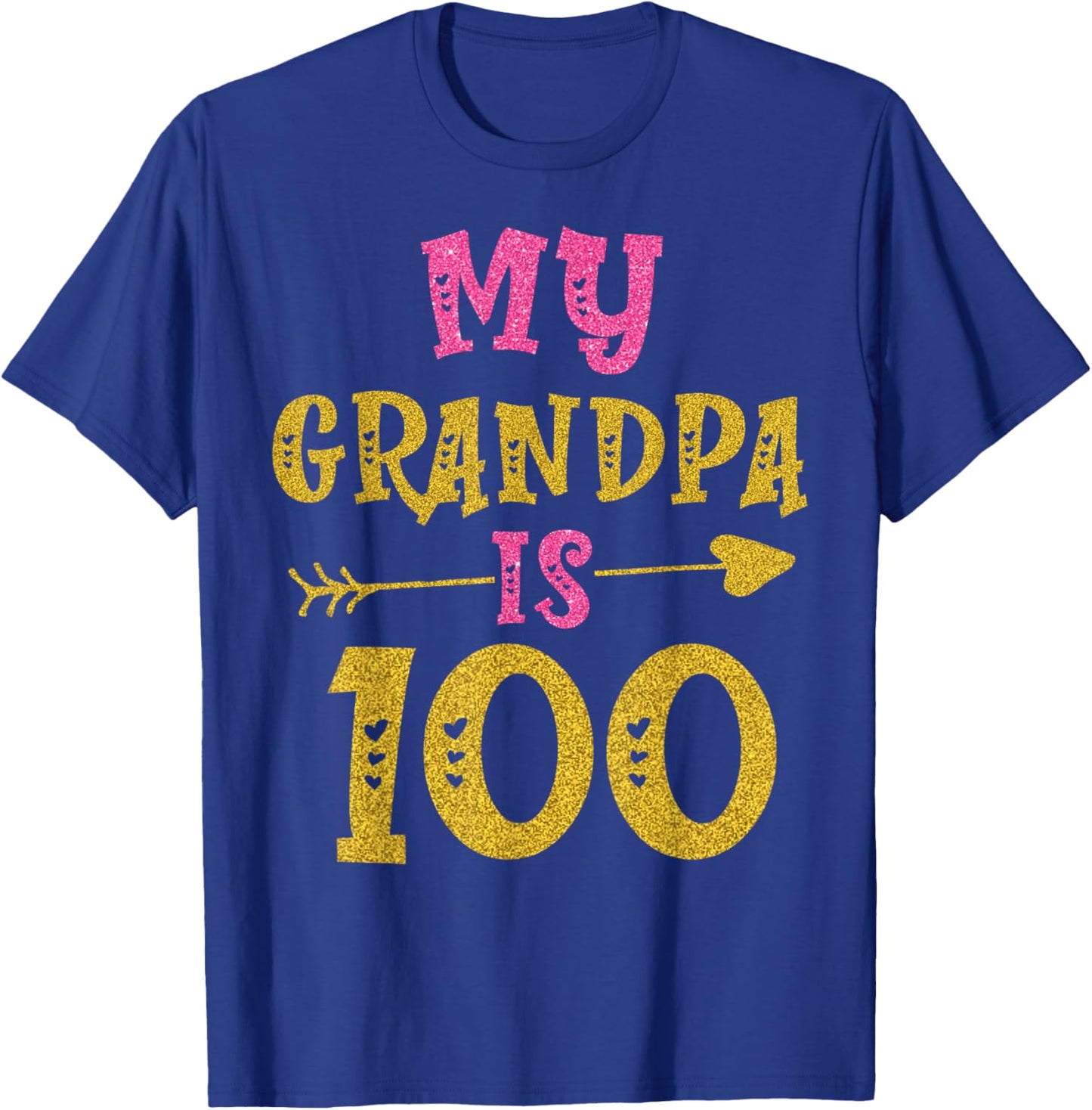 Hearts 100th Bday For Grandpa From Grandchild T-Shirt - T-Shirt | Royal