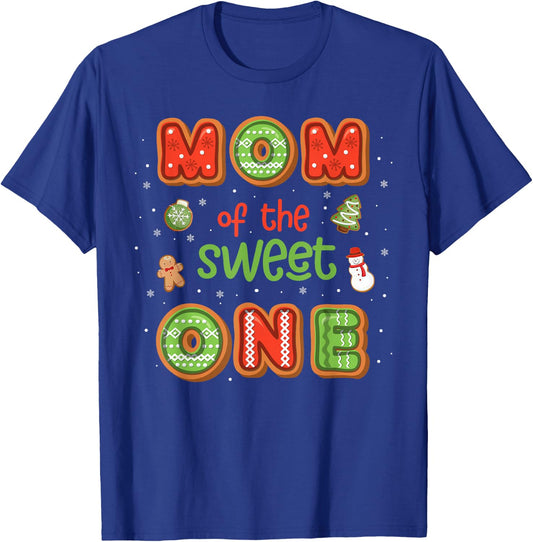 Mom Of The Sweet One Christmas Gingerbread 1st Birthday T-Shirt - T-Shirt | Royal