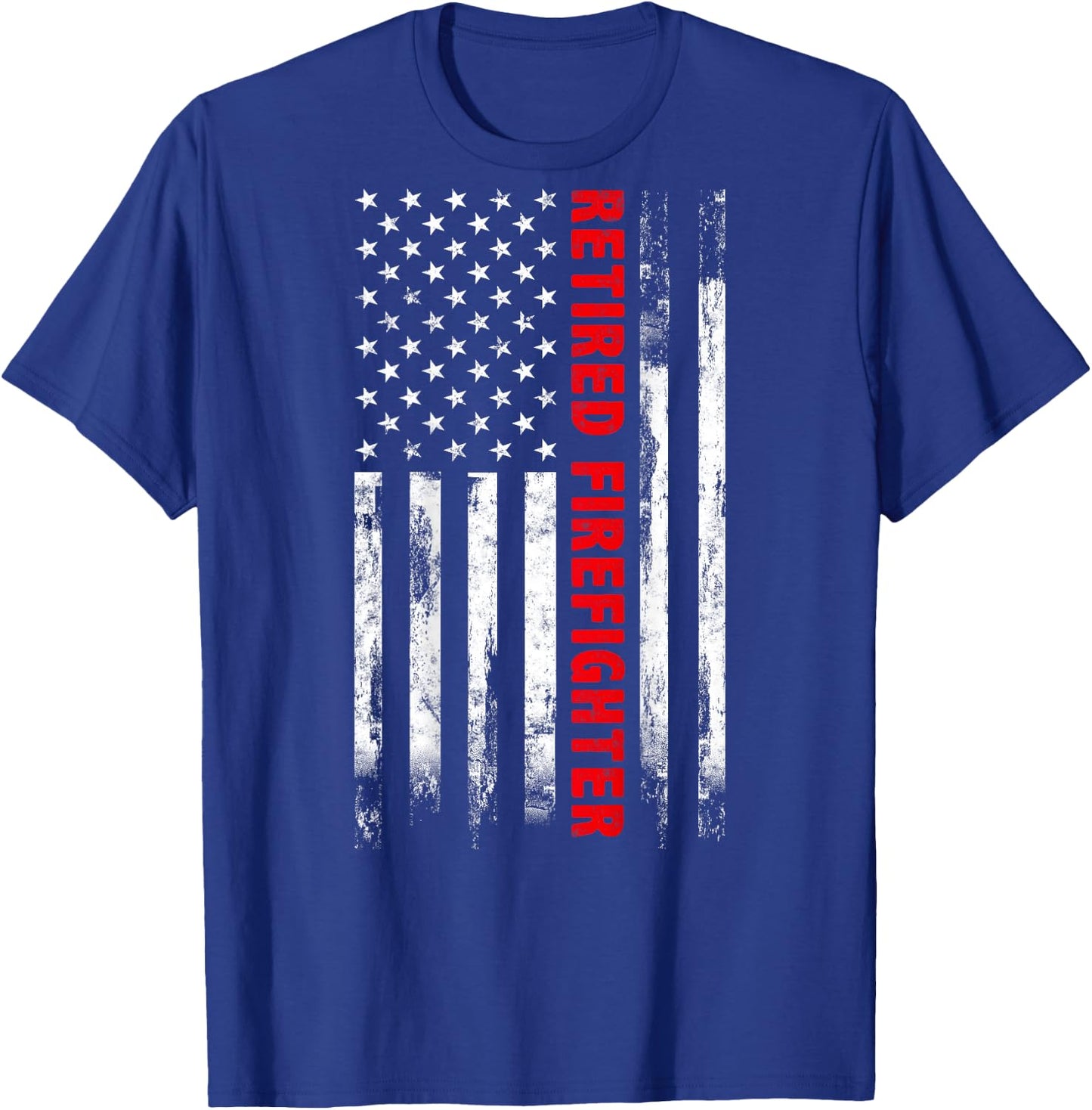 Retired Firefighter Thin Red line American flag Gift Fireman T-Shirt - T-Shirt | Royal
