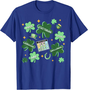 Shamrock Speech Pathologist St Patricks Day SLP Therapist T-Shirt - T-Shirt | Royal