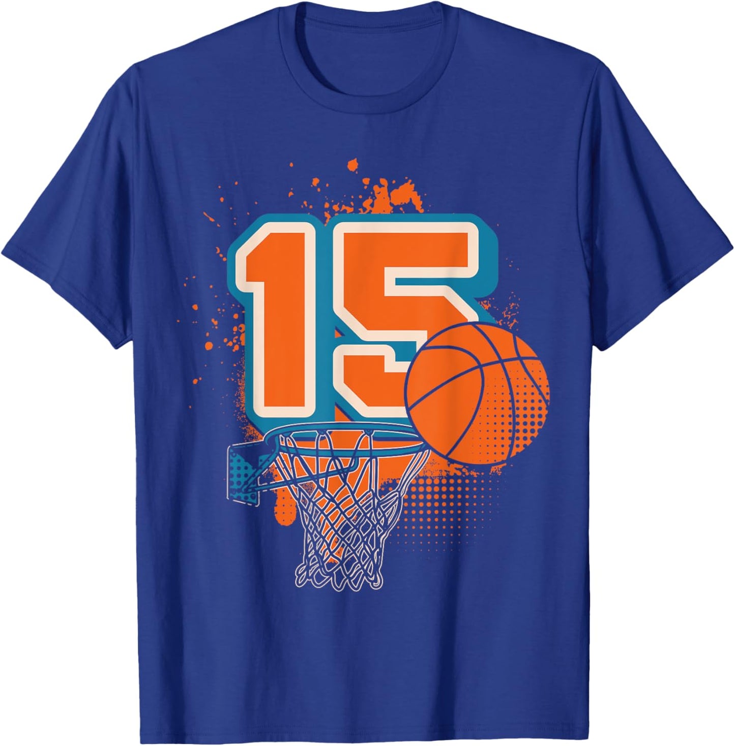 15th Birthday Boy Basketball Player Basketball 15 Years Old T-Shirt - T-Shirt | Royal