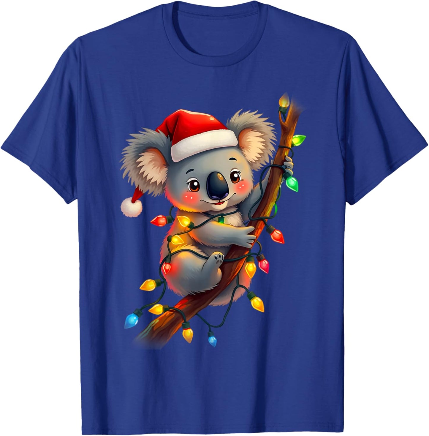 koala Santa Hat Lights Christmas Cute Xmas Pajama For Kids T-Shirt - T-Shirt | Royal