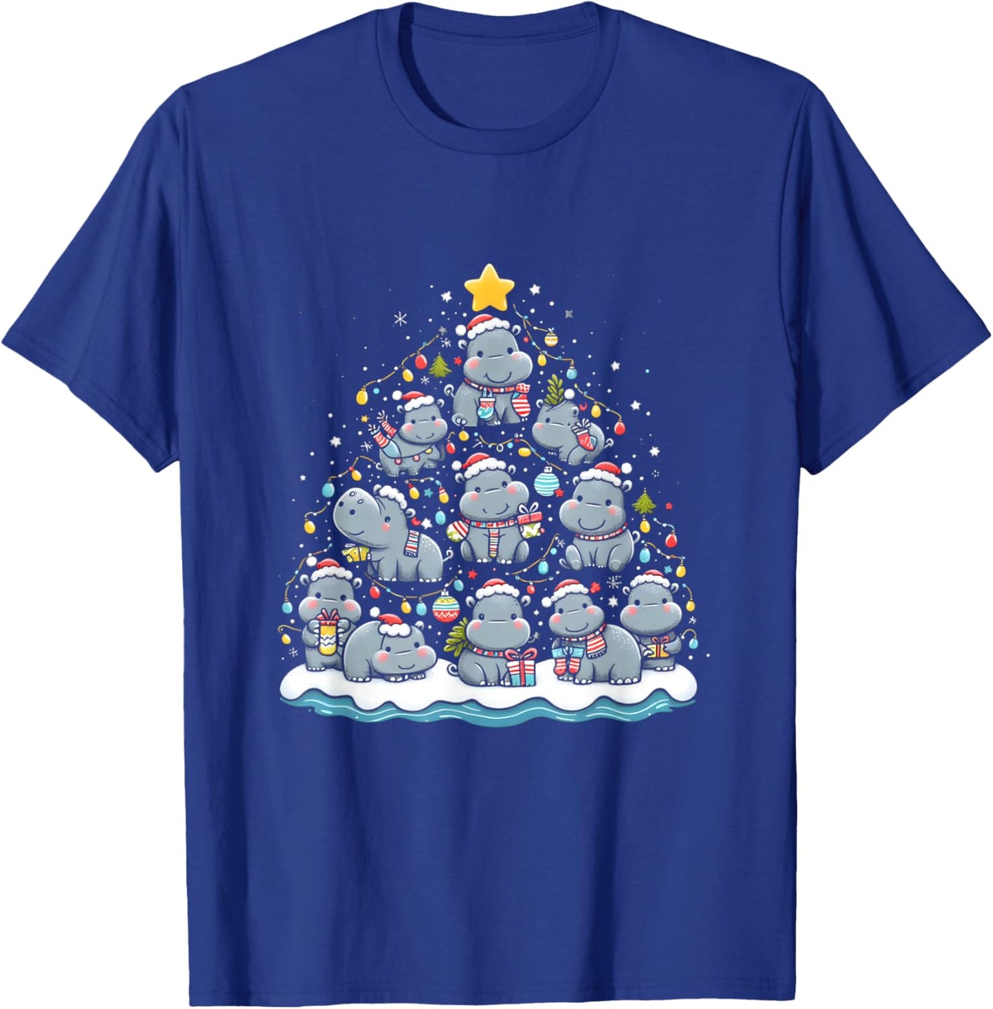 Hippopotamus Christmas Tree Funny Baby Pygmy Hippo Decor T-Shirt - T-Shirt | Royal