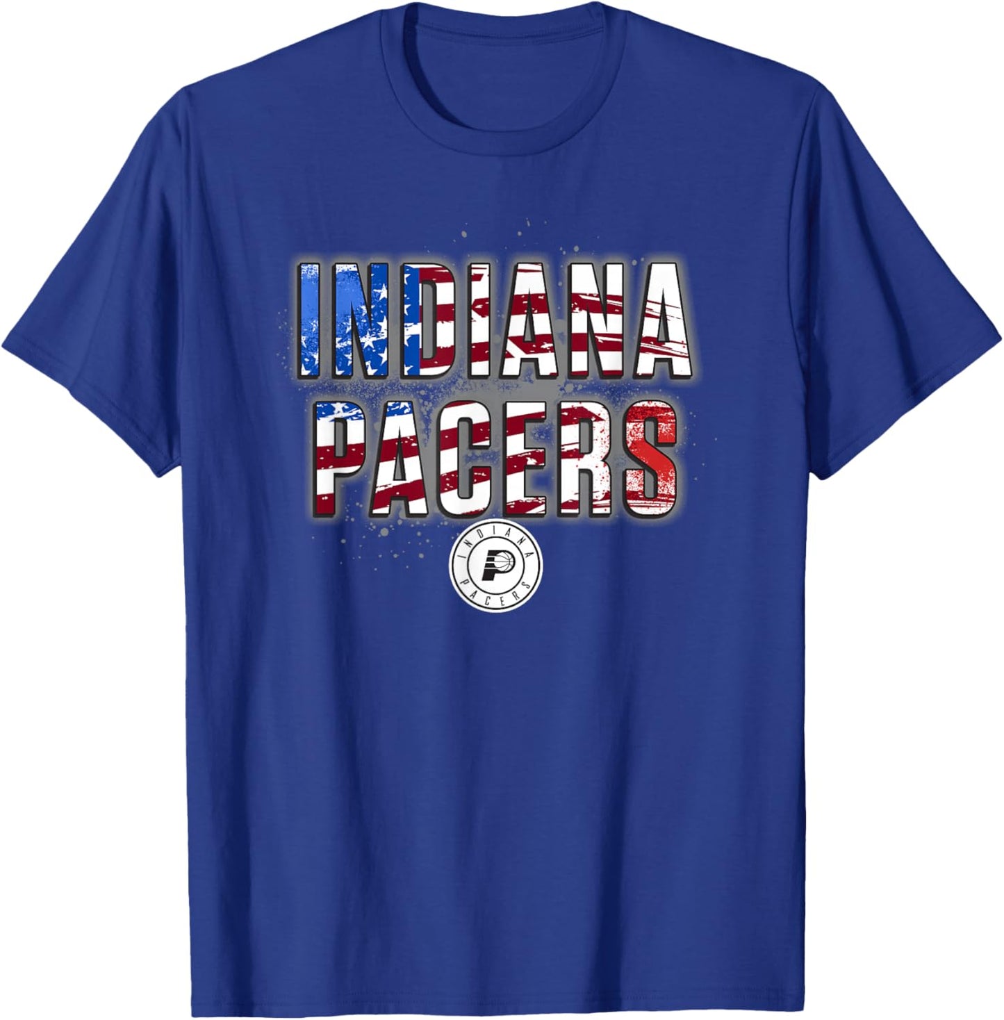 NBA Indiana Pacers American Flag Distressed Paint Spill T-Shirt - T-Shirt | Royal