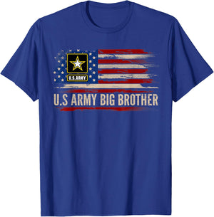 Vintage U.S Army Big Brother With American Flag Veteran Gift Kids Men T-Shirt - T-Shirt | Royal