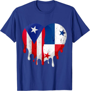 Puerto Rico Panama Flag Heart Citizen Grown Patriot Country T-Shirt - T-Shirt | Royal