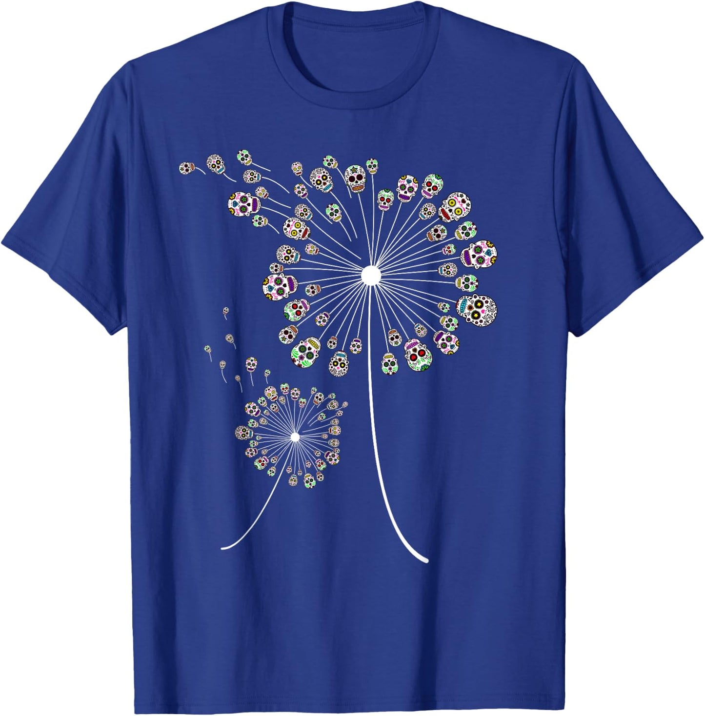Funny Sugar Skull Gift Women Cool Dandelion Flower T-Shirt - T-Shirt | Royal