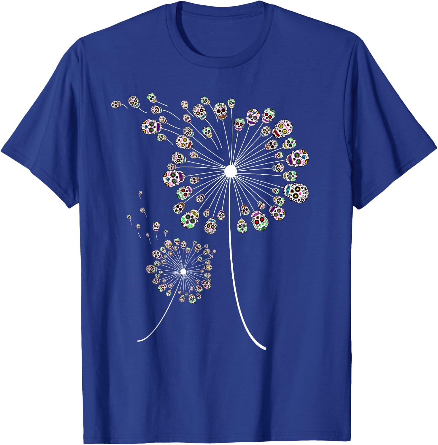 Funny Sugar Skull Gift Women Cool Dandelion Flower T-Shirt - T-Shirt | Royal
