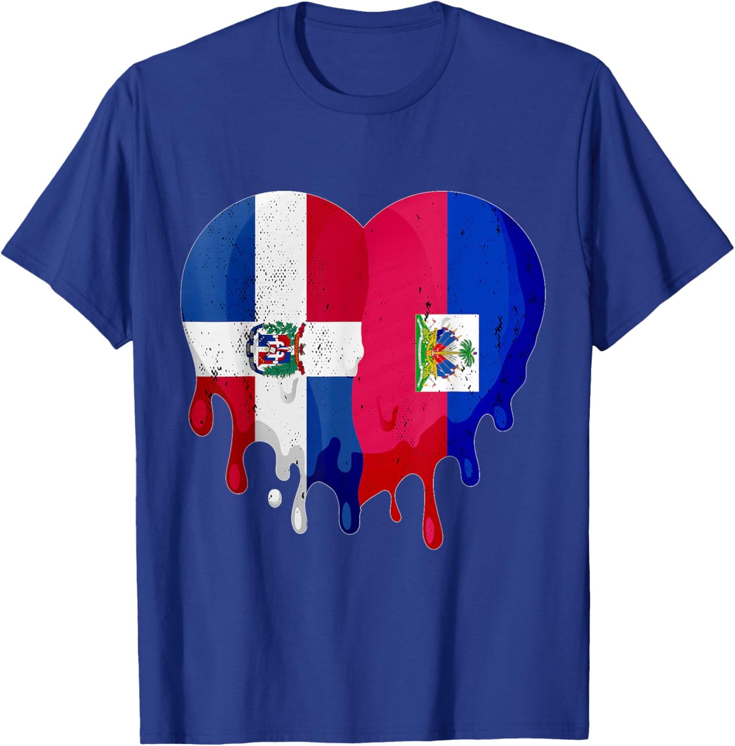 Dominican Republic Haiti Flag Heart Citizen Patriot T-Shirt - T-Shirt | Royal