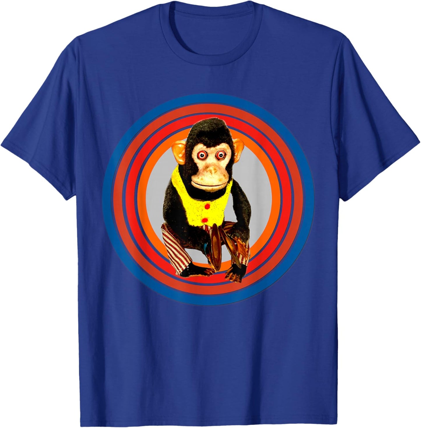 Cymbal Chimp Toy, Jolly Monkey With Cymbals Vintage Retro T-Shirt - T-Shirt | Royal