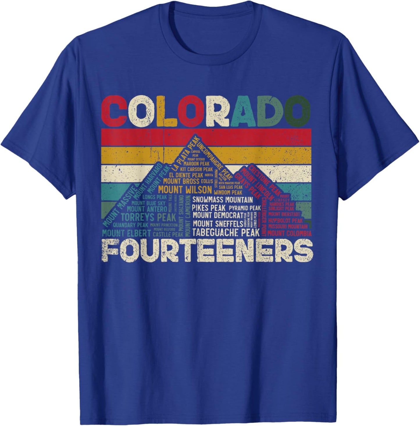 Colorado 14ers - Fourteeners - Rocky Mountain State Hiker T-Shirt - T-Shirt | Royal