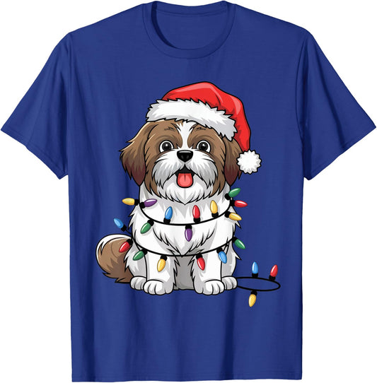 Shih Tzu Christmas Lights Xmas Dogs Gifts Women T-Shirt - T-Shirt | Royal