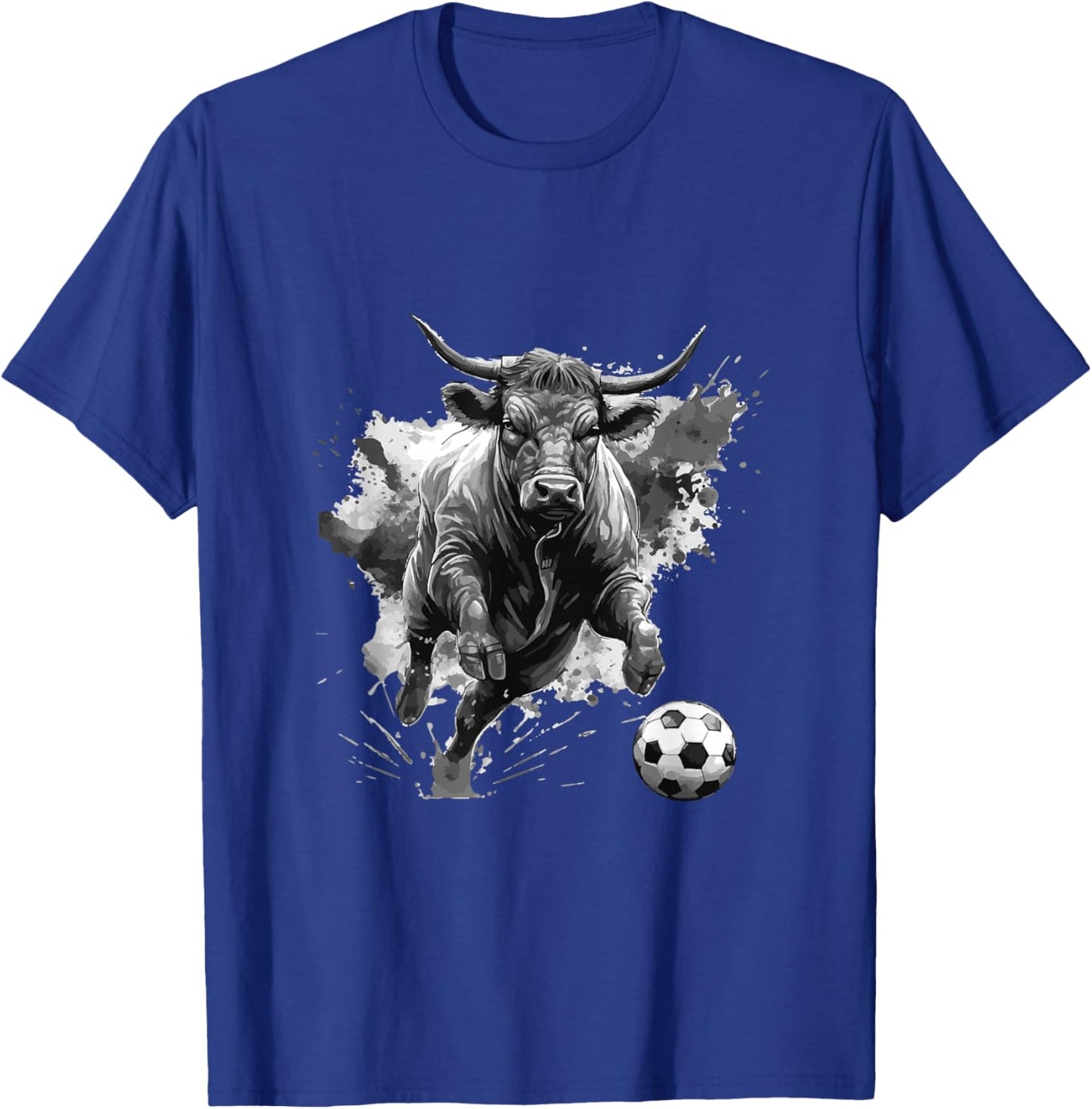 Bull Playing Soccer Animal T-Shirt - T-Shirt | Royal