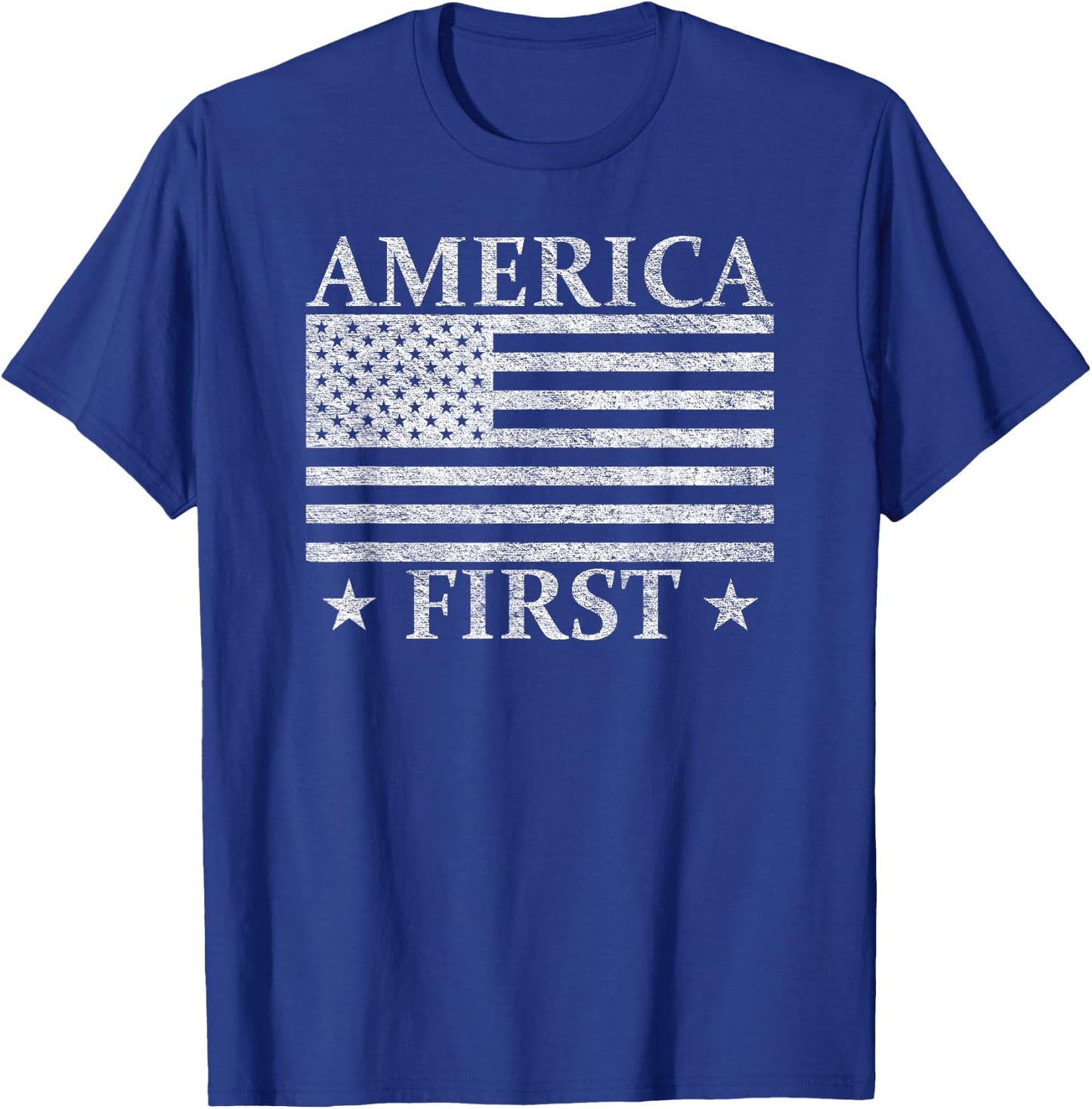 America First Usa American Flag Patriot Stars and Stripes T-Shirt - T-Shirt | Royal