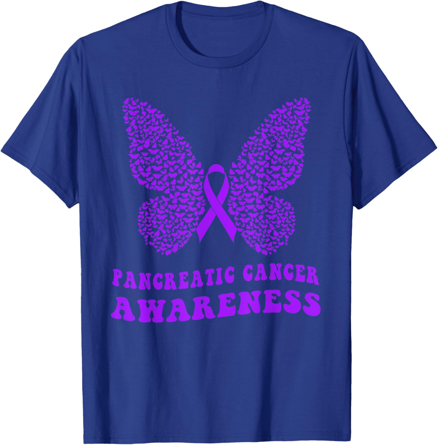 Pancreatic Cancer Awareness Purple Ribbon T-Shirt - T-Shirt | Royal