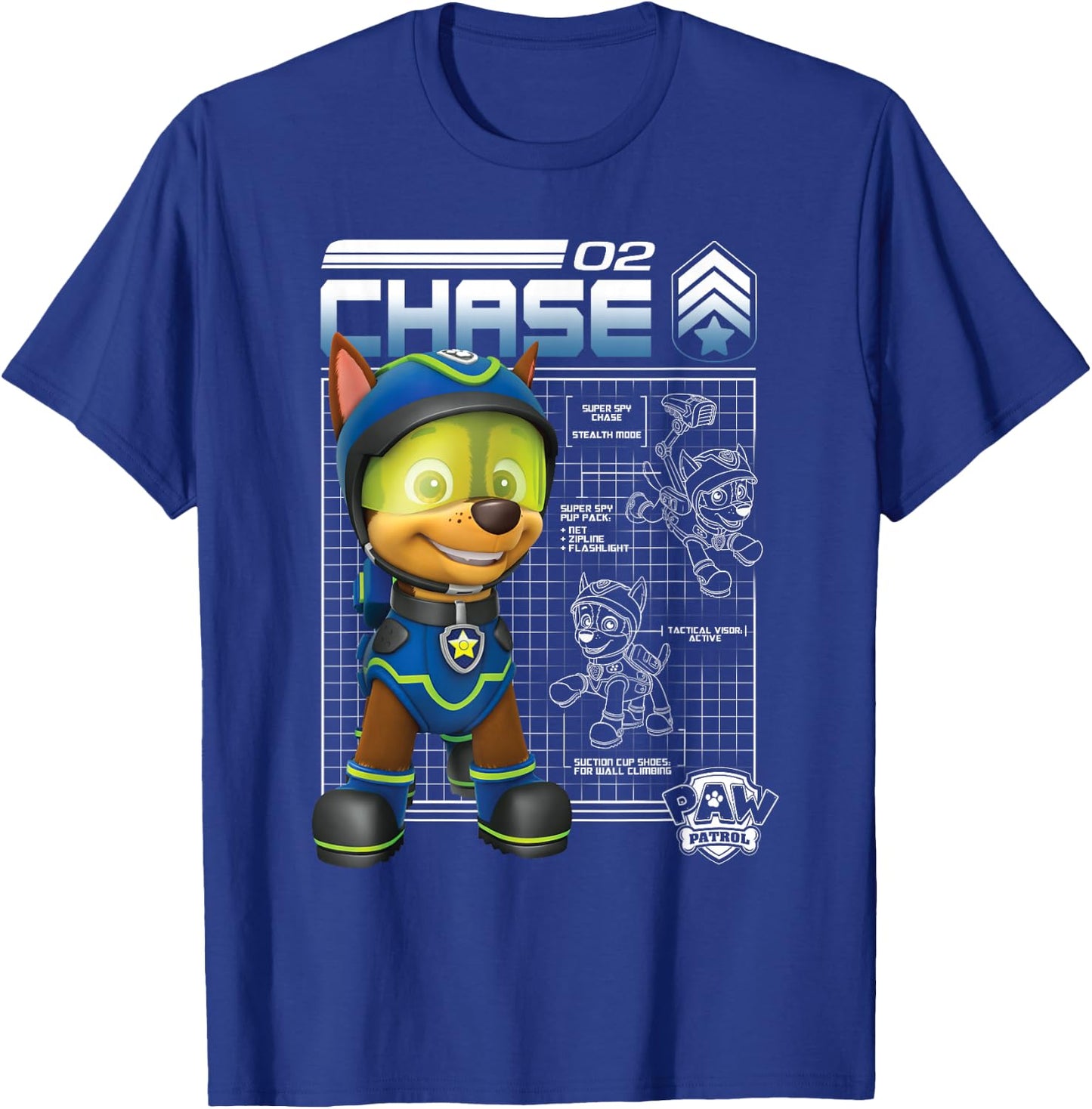 Paw Patrol Police Pup Chase Blueprint T-Shirt - T-Shirt | Royal