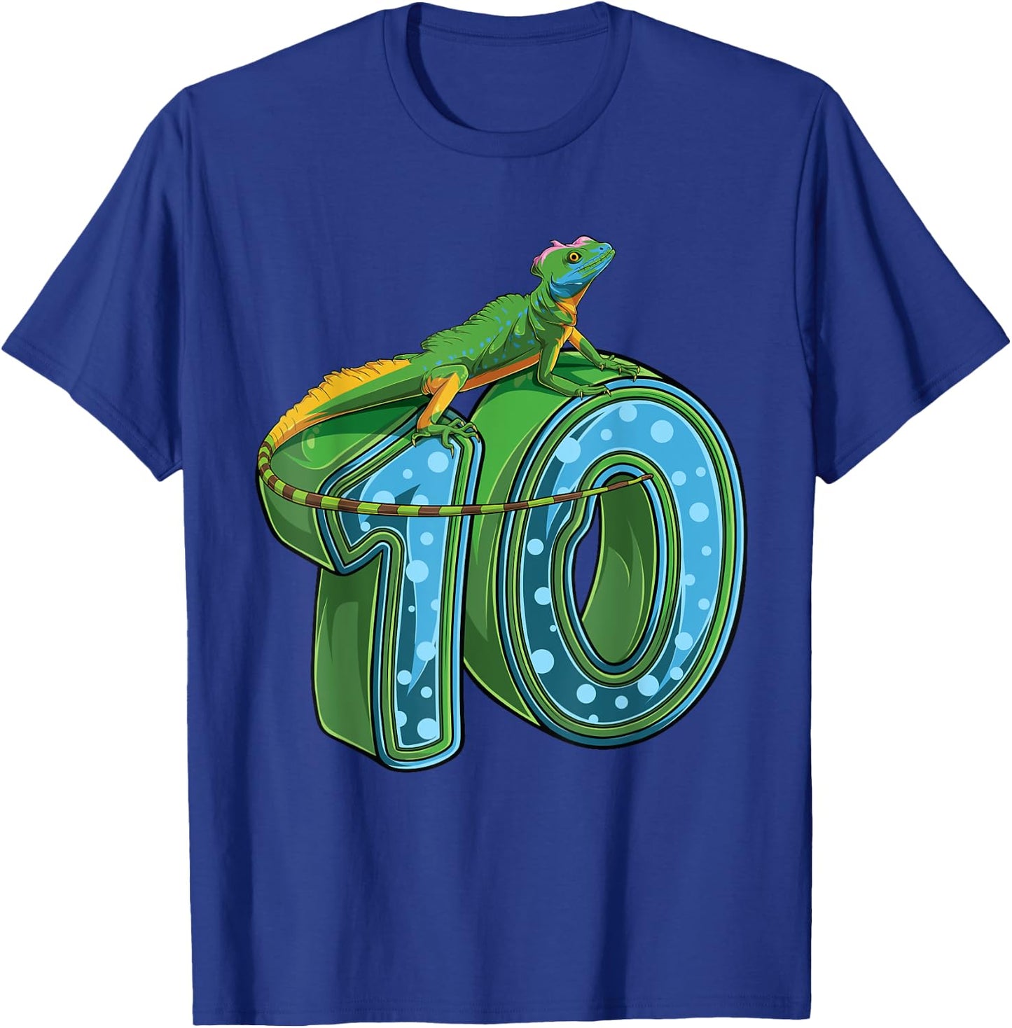 10 Year Old Lizard Reptile 10th Birthday Party B-day T-Shirt - T-Shirt | Royal
