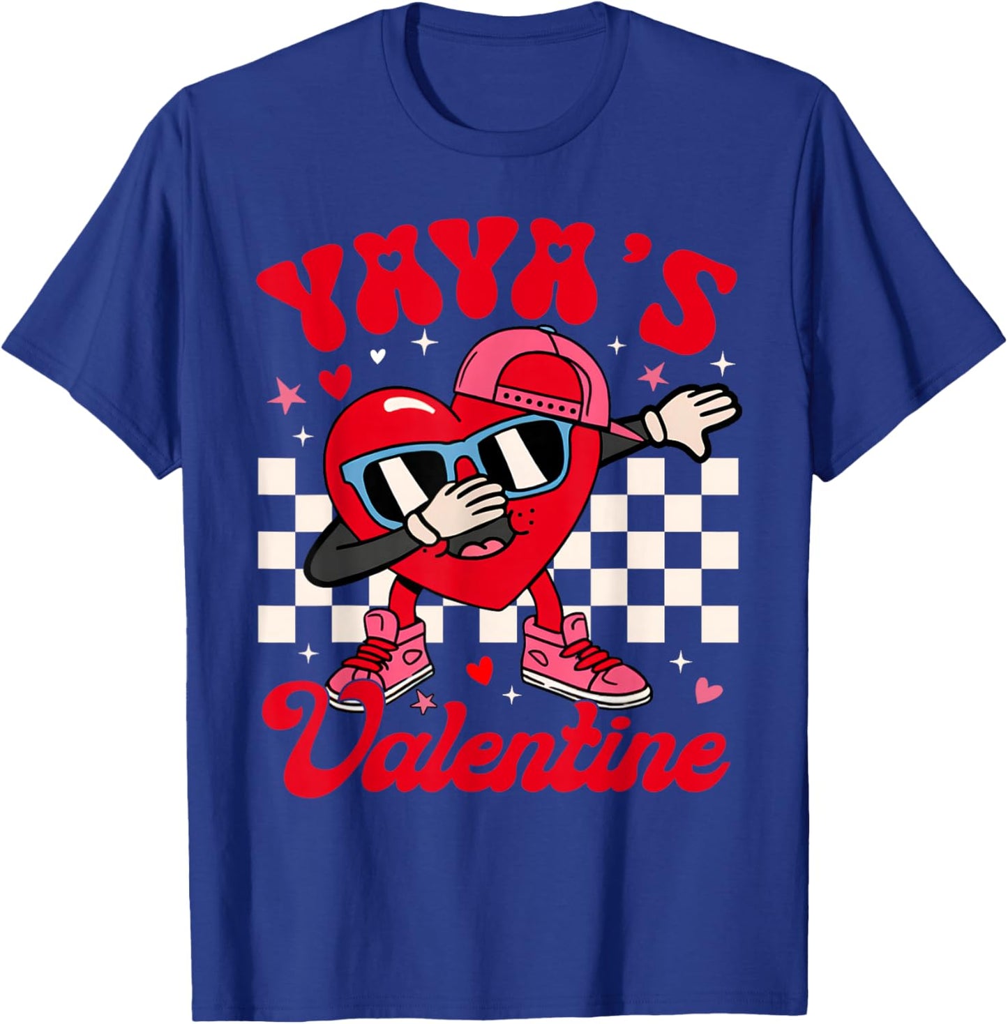 Groovy Dabbing Heart Yaya’s Valentine Boy Girl Men Women T-Shirt - T-Shirt | Royal