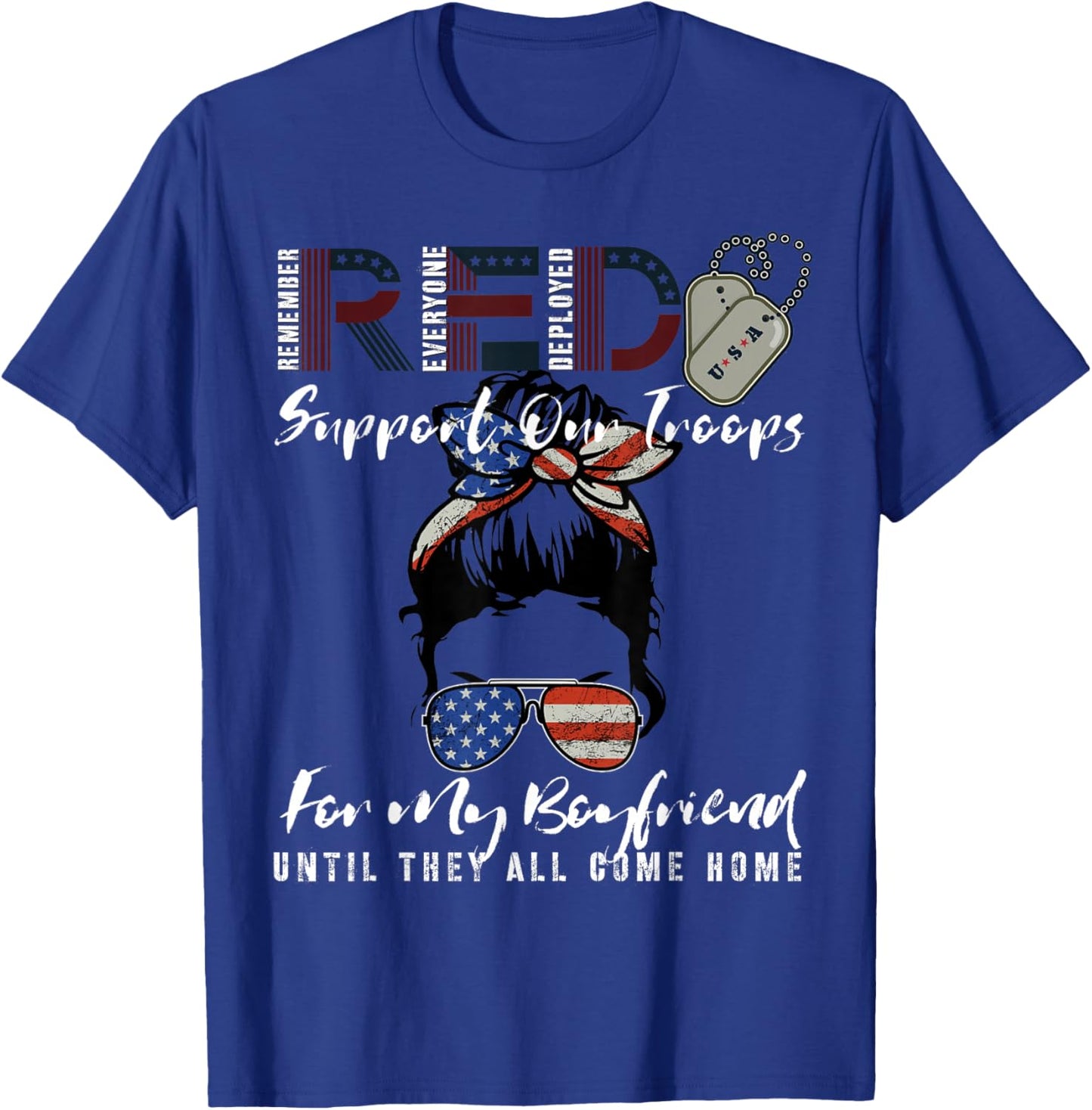 On Friday We Wear Red Friday Military US Flag For Boyfriend T-Shirt - T-Shirt | Royal