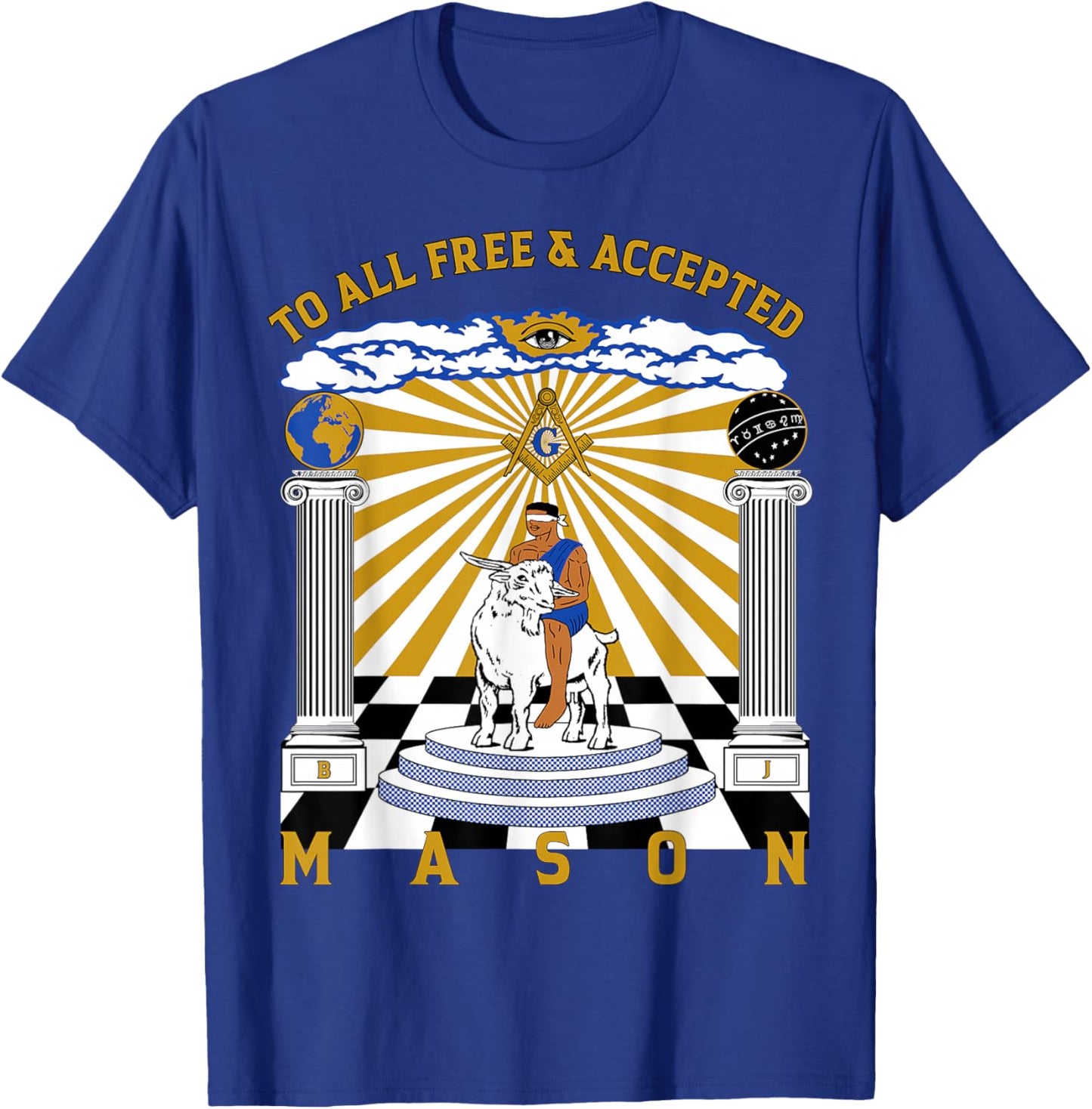 Masonic To All Free & Accepted Masons GOAT Rider Christmas T-Shirt - T-Shirt | Royal