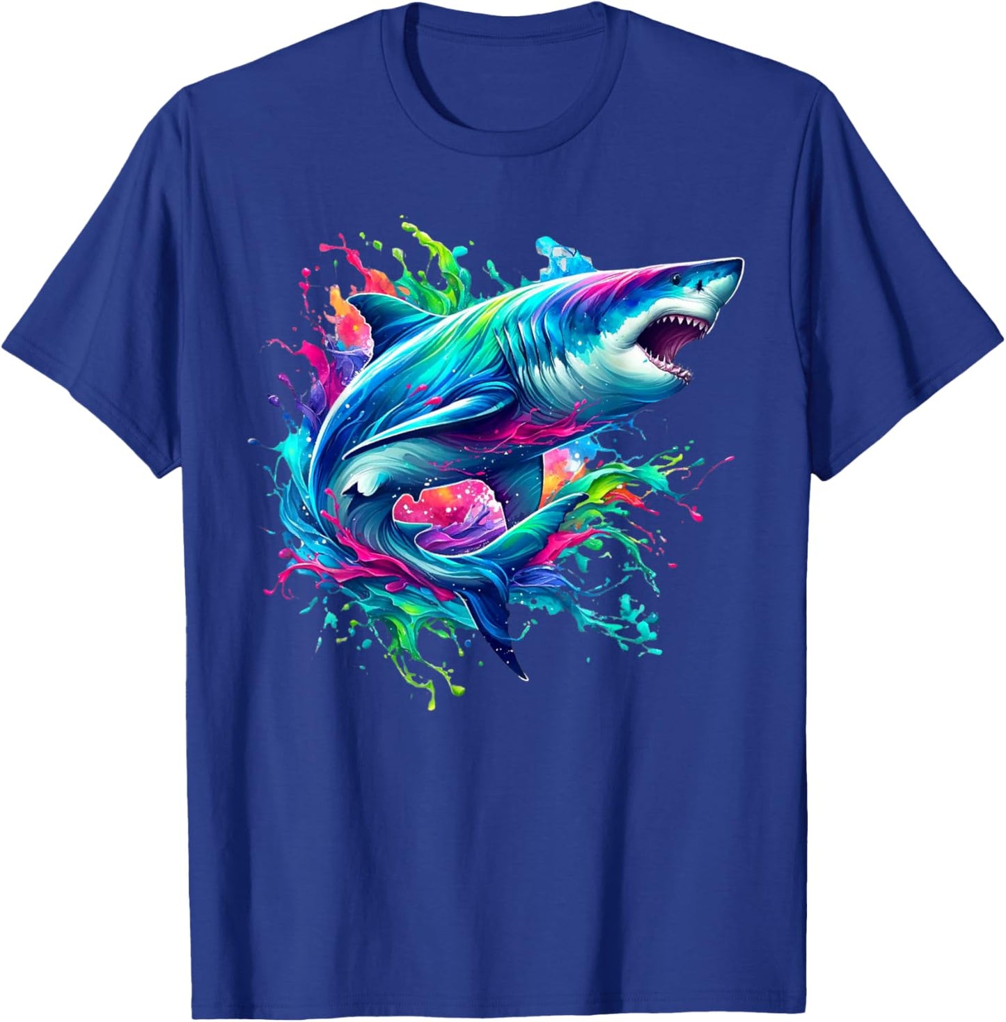 Shark Marine Biologist Paint Splash Ocean Animal Shark Lover T-Shirt - T-Shirt | Royal