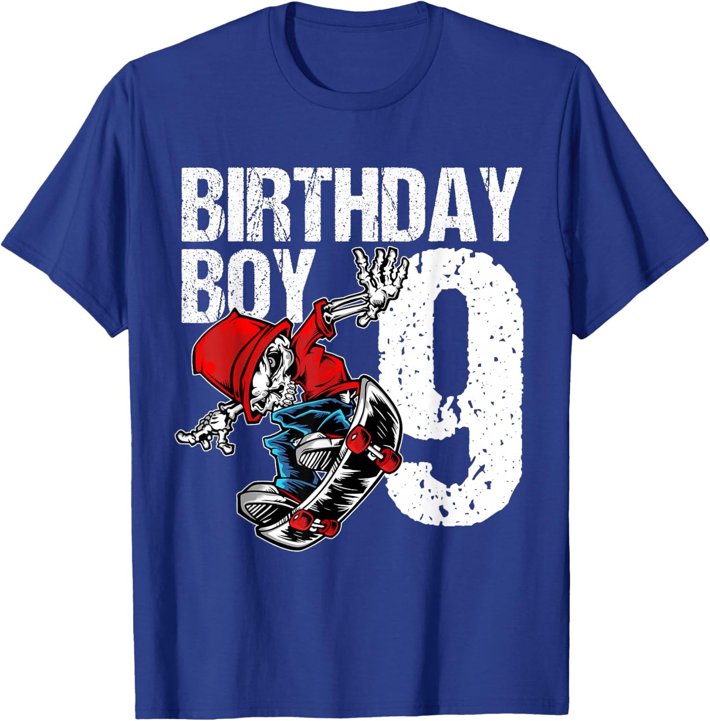 9 Year Old Skateboard Birthday Skateboarding Skate 9th Gift T-Shirt - T-Shirt | Royal