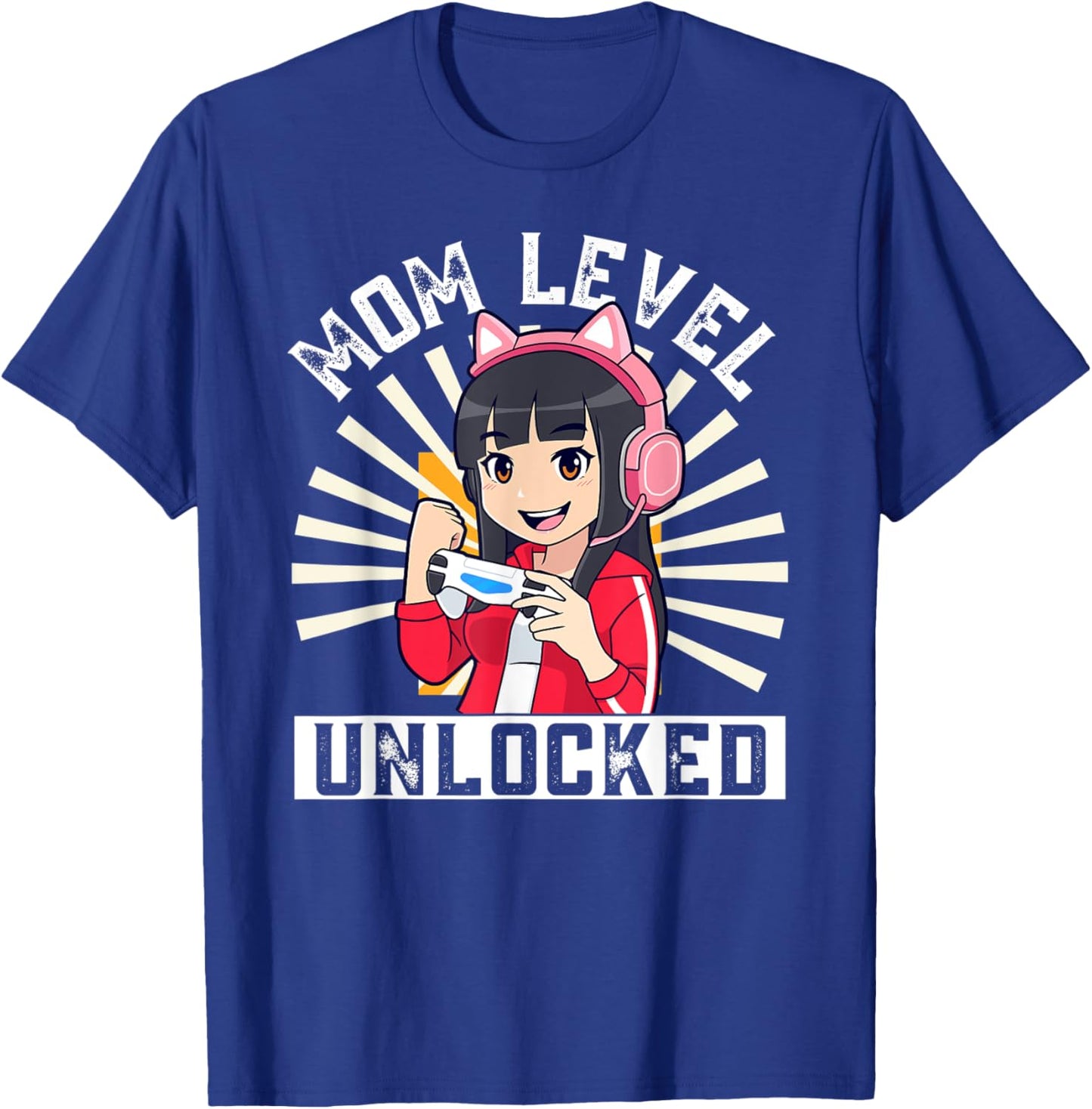 Mom Level Unlocked Gamer Pregnancy Anime Mother's Day Lover T-Shirt - T-Shirt | Royal