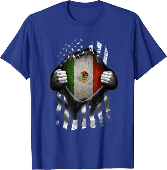 Mexico USA Flag Mexican American Kids Men T-Shirt - T-Shirt | Royal