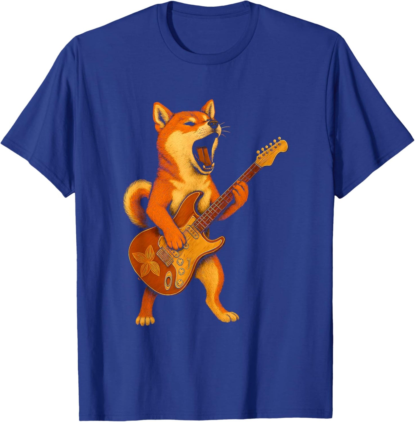 Shiba Inu Playing Electric Guitar T-Shirt - T-Shirt | Royal