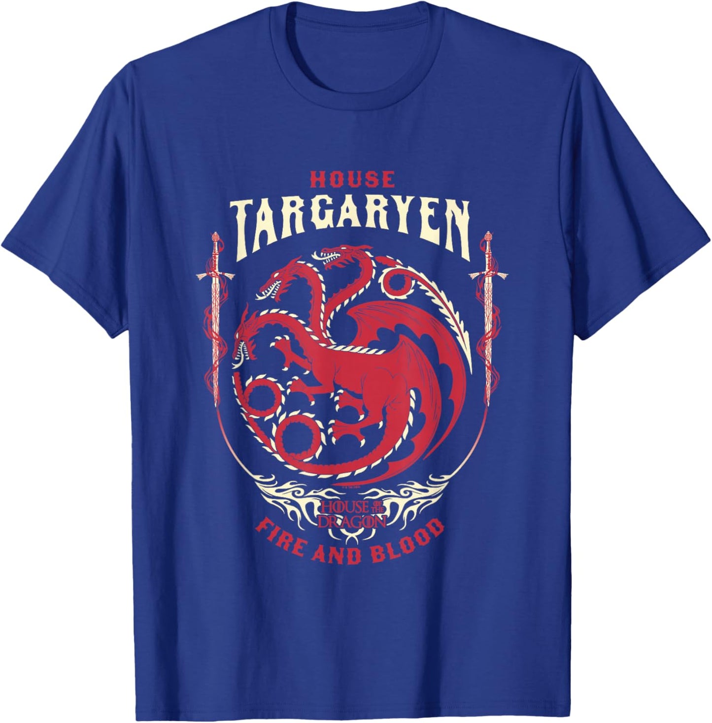 House of the Dragon House Of Targaryen Fire And Blood Badge T-Shirt - T-Shirt | Royal