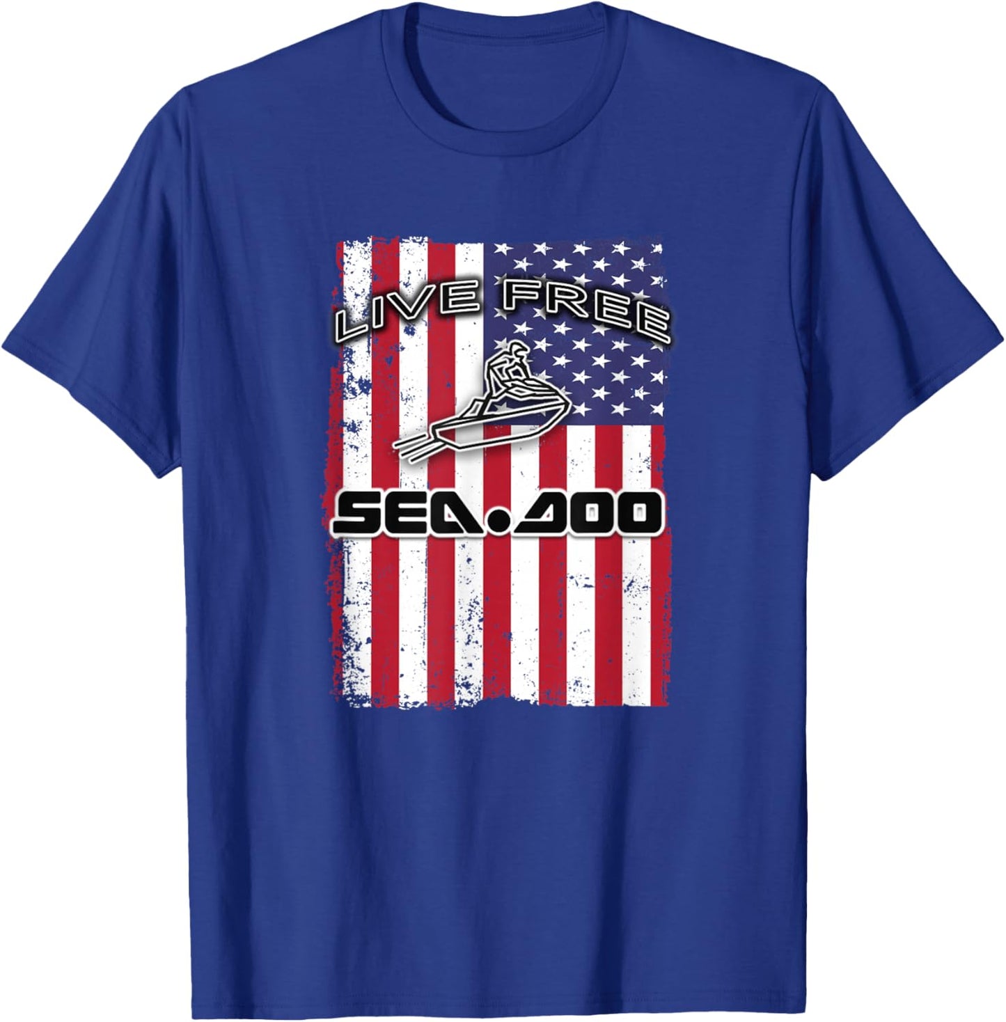 Big Wave - Seadoo American Live Free T-Shirt - T-Shirt | Royal