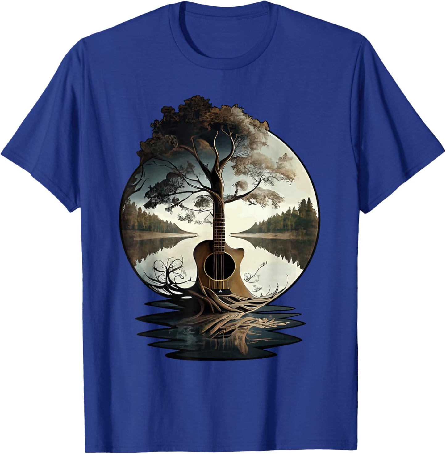 Acoustic Guitar Tree by The Lake Guitarist T-Shirt - T-Shirt | Royal