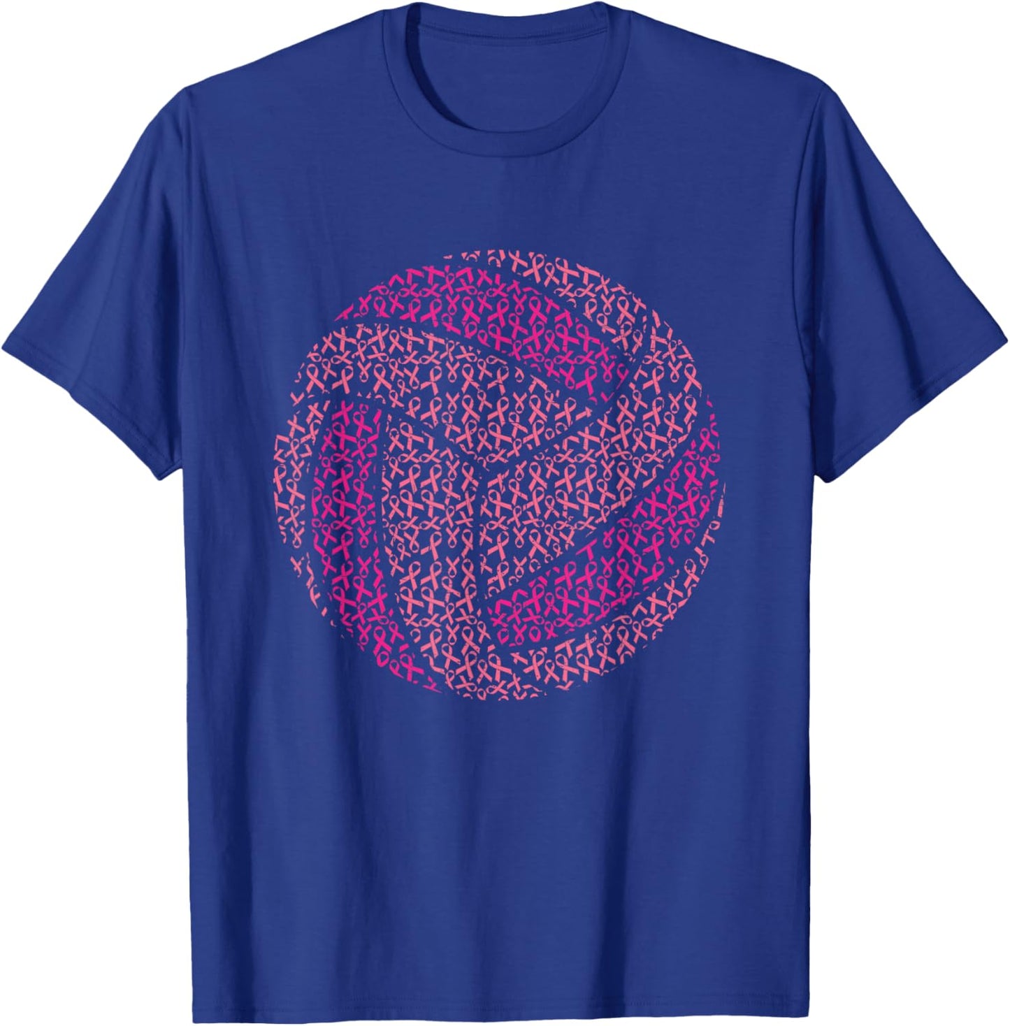 Pink Out Breast Cancer Awareness Pink Ribbon Volleyball Ball T-Shirt - T-Shirt | Royal