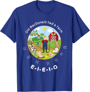 Old MacDonald had a farm English Nursery Rhyme Theme T-Shirt - T-Shirt | Royal