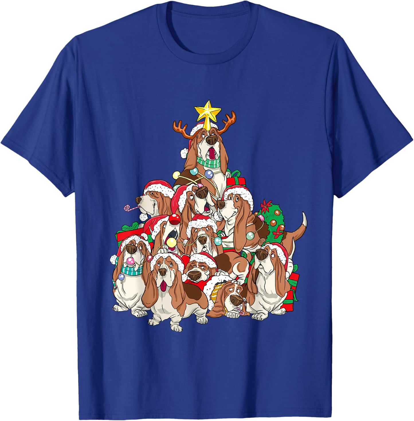 Basset Hound Shirt Dog Christmas Tree Basset Hound Lovers T-Shirt - T-Shirt | Royal