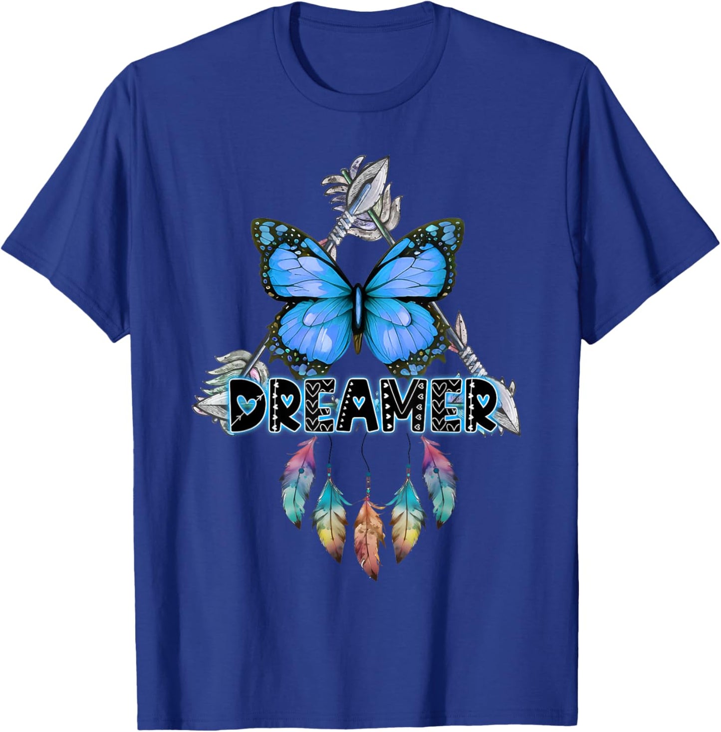 Butterfly Dream Catcher Feathers Inspirational Quotes Saying T-Shirt - T-Shirt | Royal