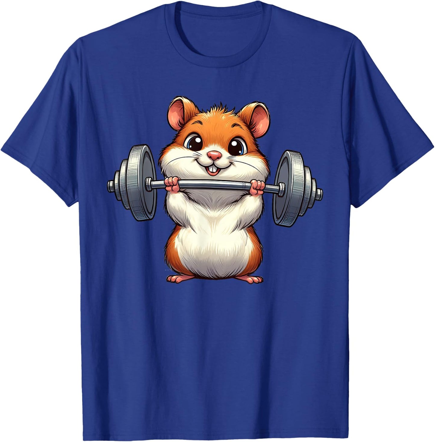 Cute Hamster Weightlifting Fitness Gym Bodybuilding T-Shirt - T-Shirt | Royal