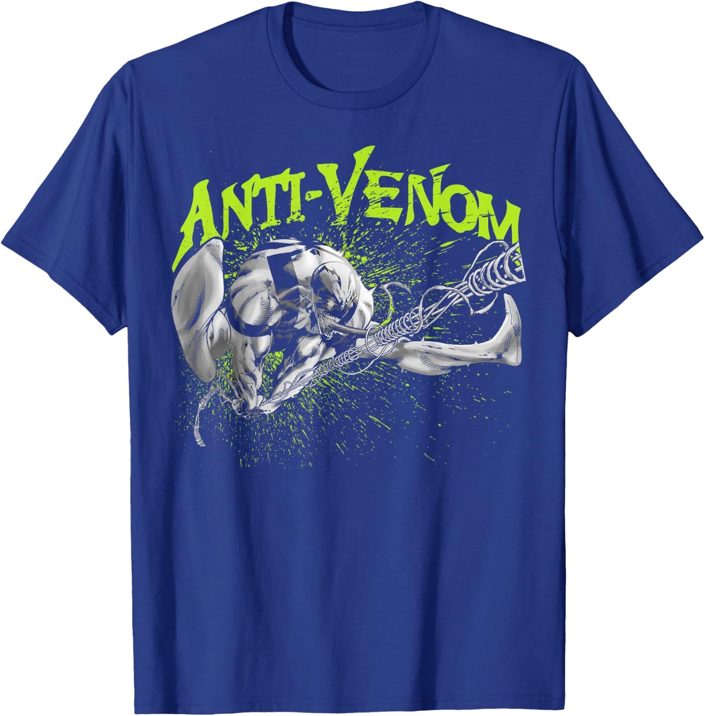 Marvel Anti-Venom Green Splatter Web Swing Action Shot T-Shirt - T-Shirt | Royal