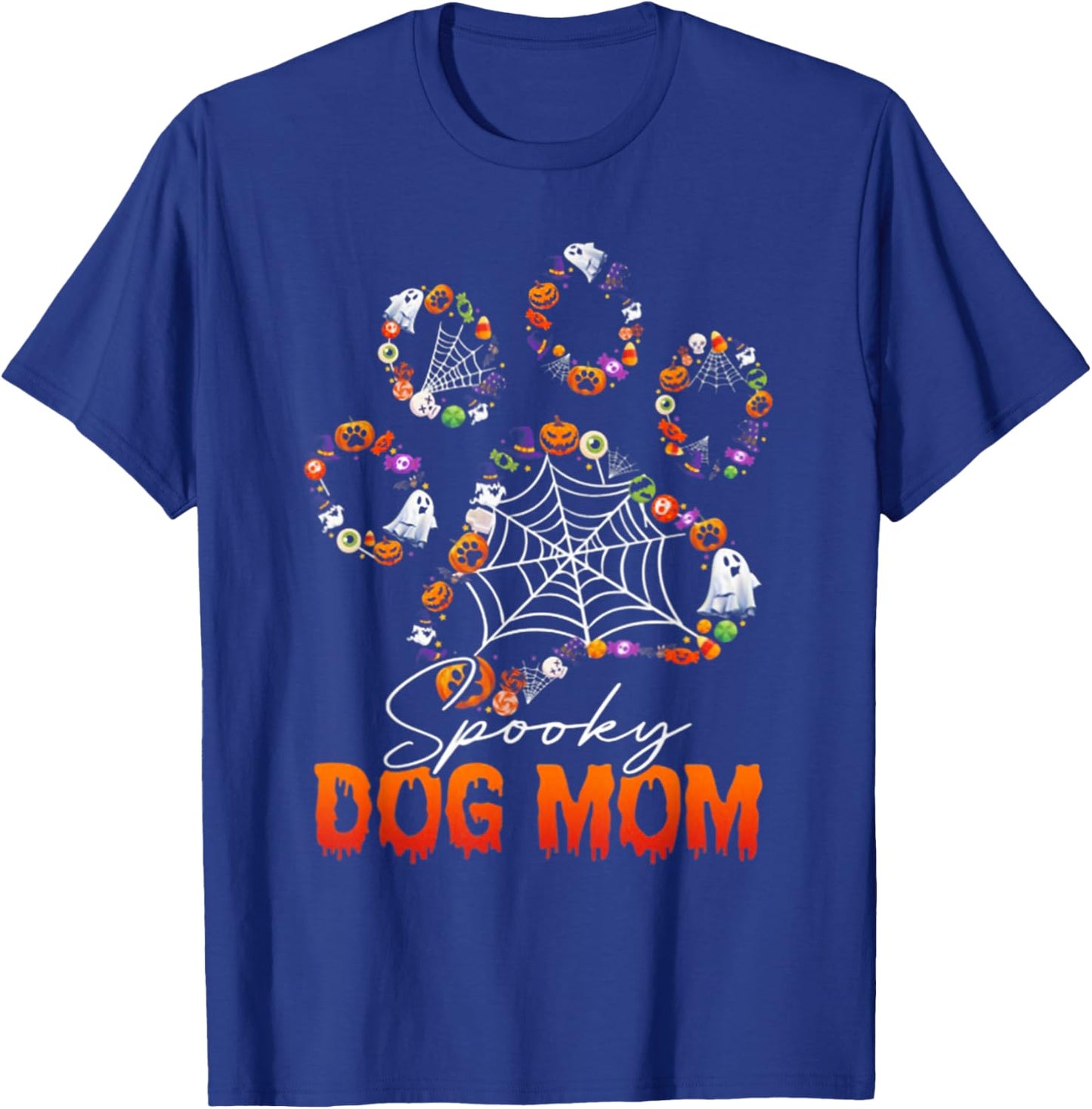 Spooky Dog Mom Cute Dog Paw Halloween T-Shirt - T-Shirt | Royal