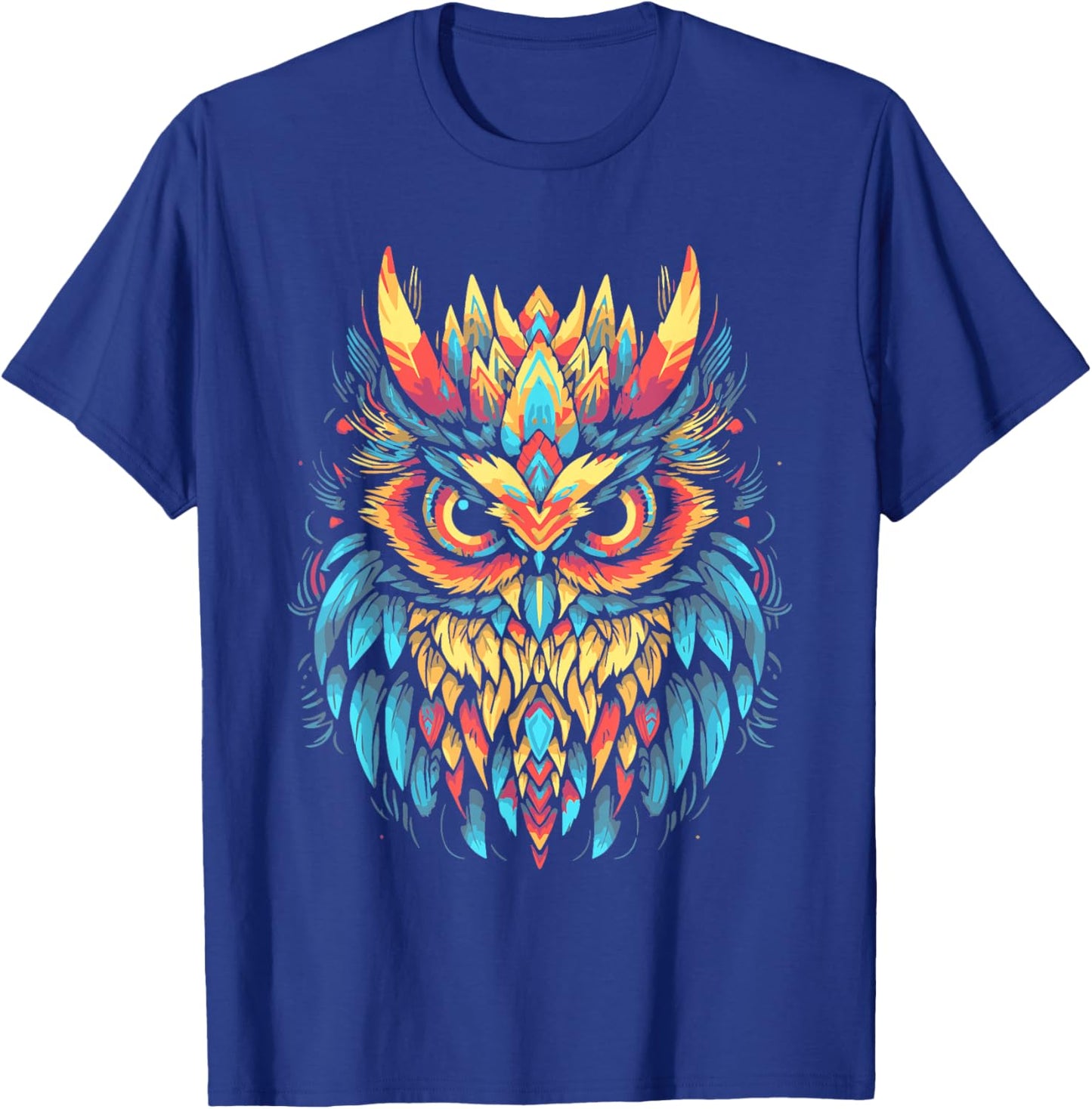 Flying Owl Futuristic Geometric Glitch Art Bird Lover T-Shirt - T-Shirt | Royal