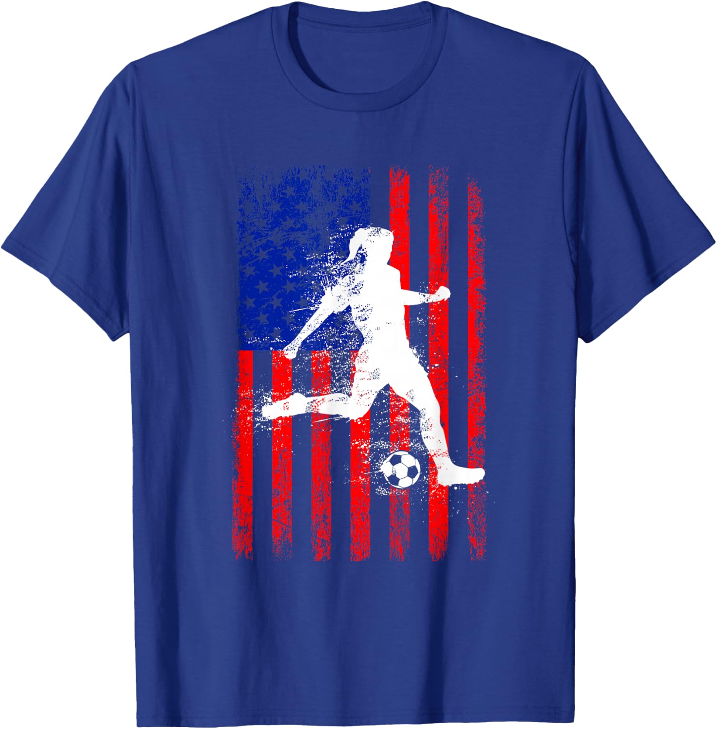 USA American Flag Soccer Shirt for Girls Women T-Shirt - T-Shirt | Royal