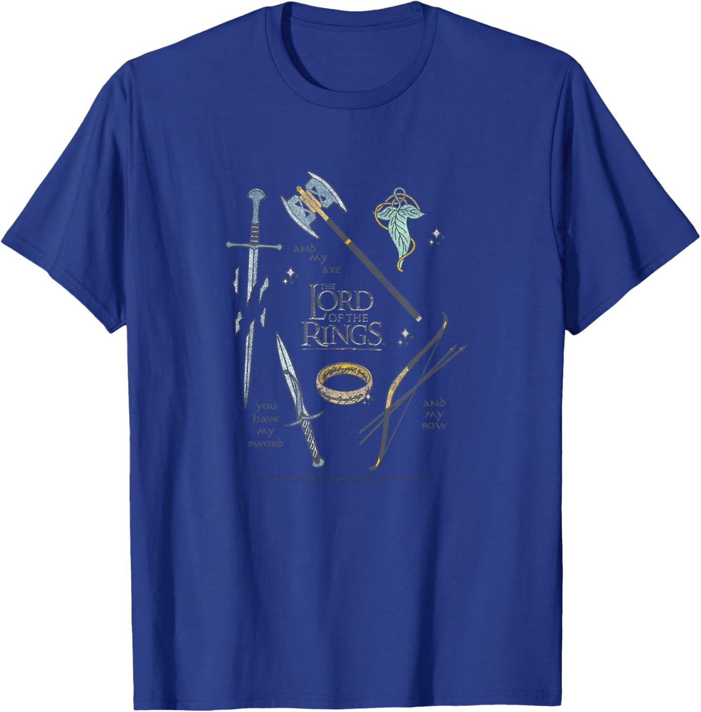 Lord of The Rings Fellowship Weapons Grid Small T-Shirt - T-Shirt | Royal