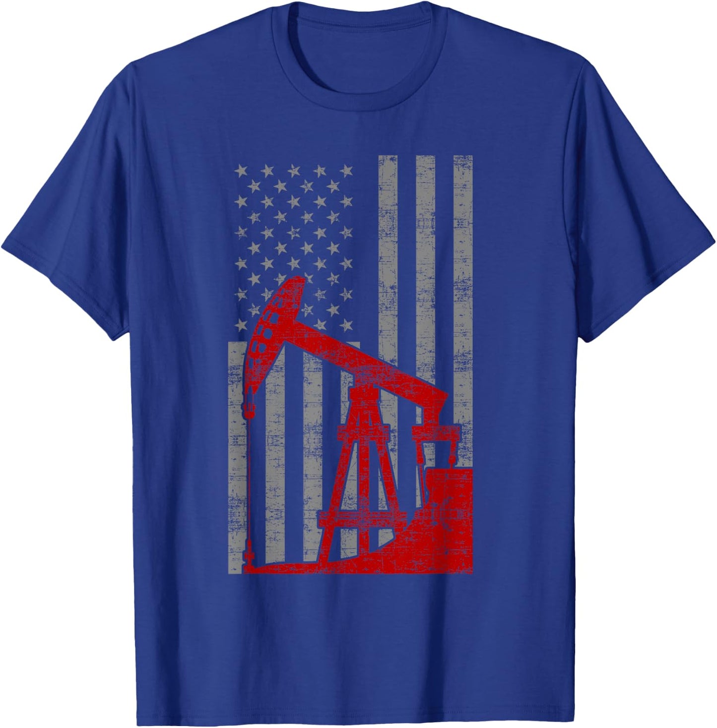 Landman USA Flag Oil Rig US Worker Funny Gift T-Shirt - T-Shirt | Royal