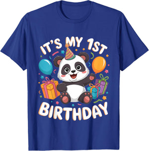 Kids 1st Birthday Panda Design T-Shirt - T-Shirt | Royal