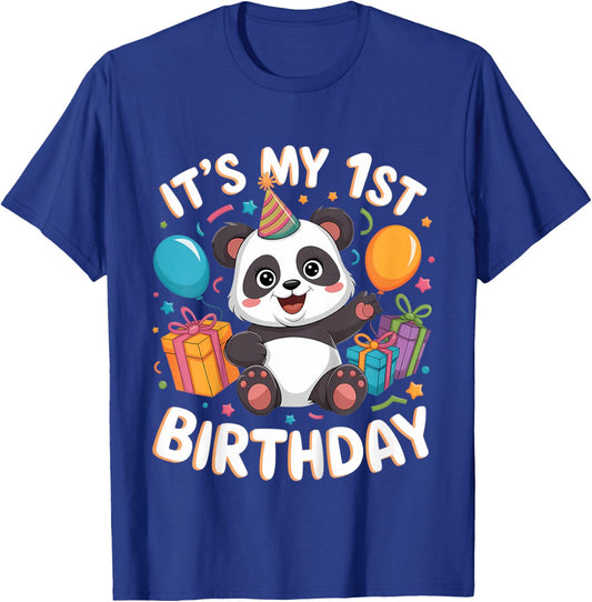 Kids 1st Birthday Panda Design T-Shirt - T-Shirt | Royal