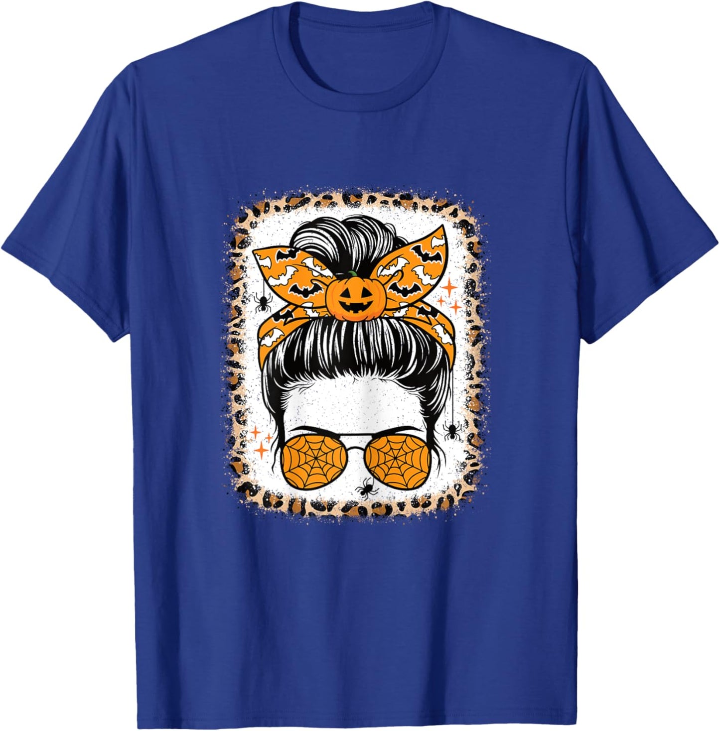 Cute Halloween Messy Bun Scare Halloween Women Girls T-Shirt - T-Shirt | Royal