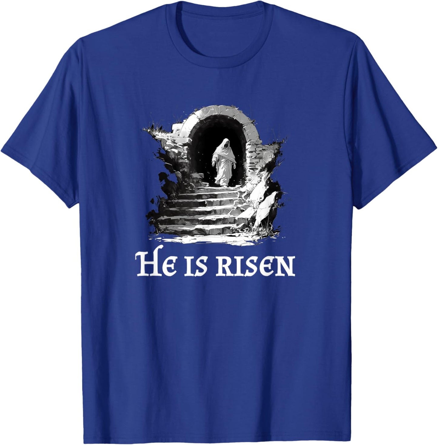 He Is Risen! Cross Jesus, Easter Day Christians Vintage Gift T-Shirt - T-Shirt | Royal