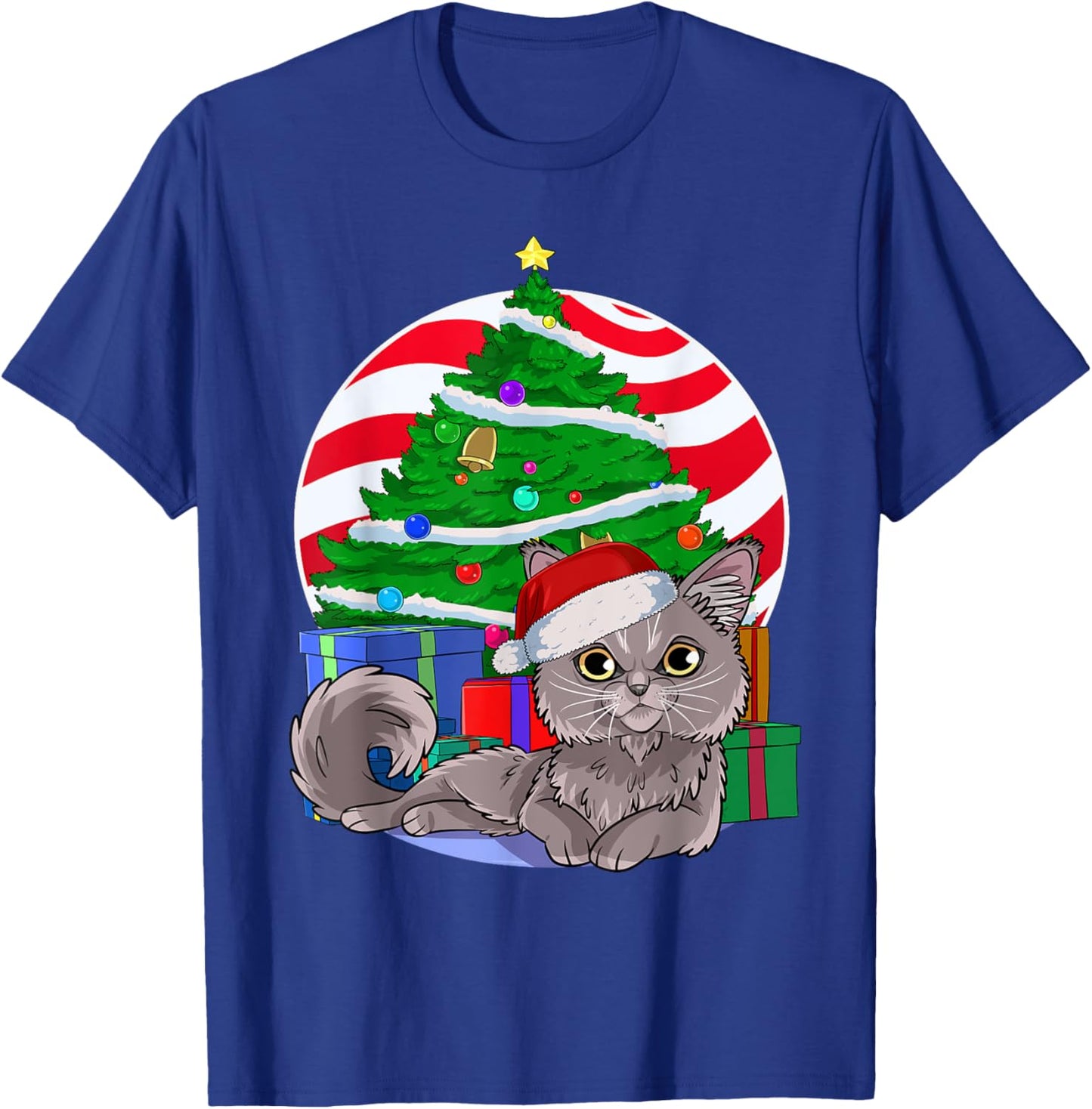 Nebelung Cat Cute Santa Christmas Tree Xmas Decor T-Shirt - T-Shirt | Royal