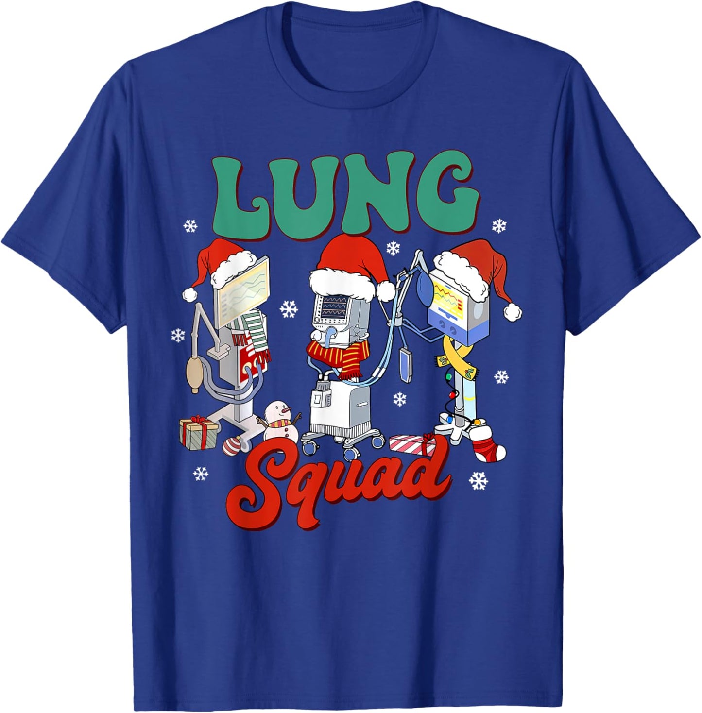 Lung Squad Ventilator Santa Respiratory Therapist Christmas T-Shirt - T-Shirt | Royal